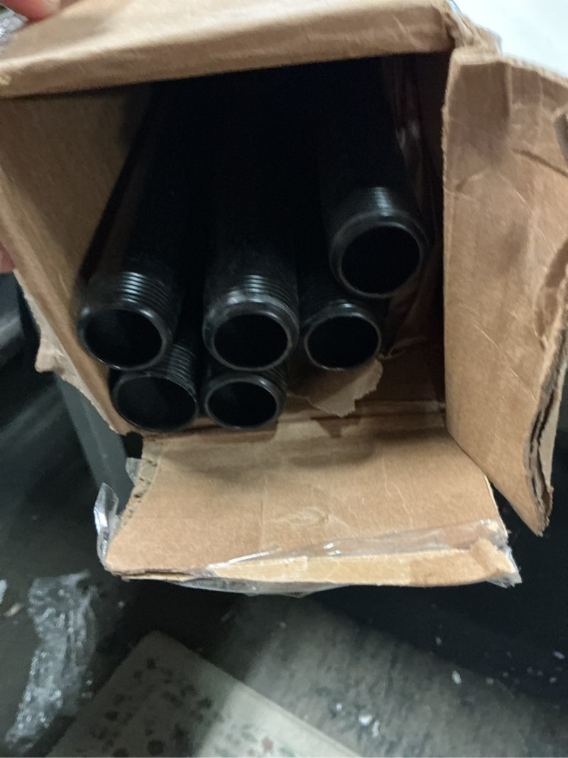 Condition photo showing Good Condition for GeilSpace 6 Pack 3/4" × 60" Pre-Cut Black Metal Pipe, Industrial Steel Fits Standard Three Quarters Inch Threaded Pipes and Fittings - Vintage DIY Industrial Shelving (3/4" × 60", Black) 3/4" × 60" Black