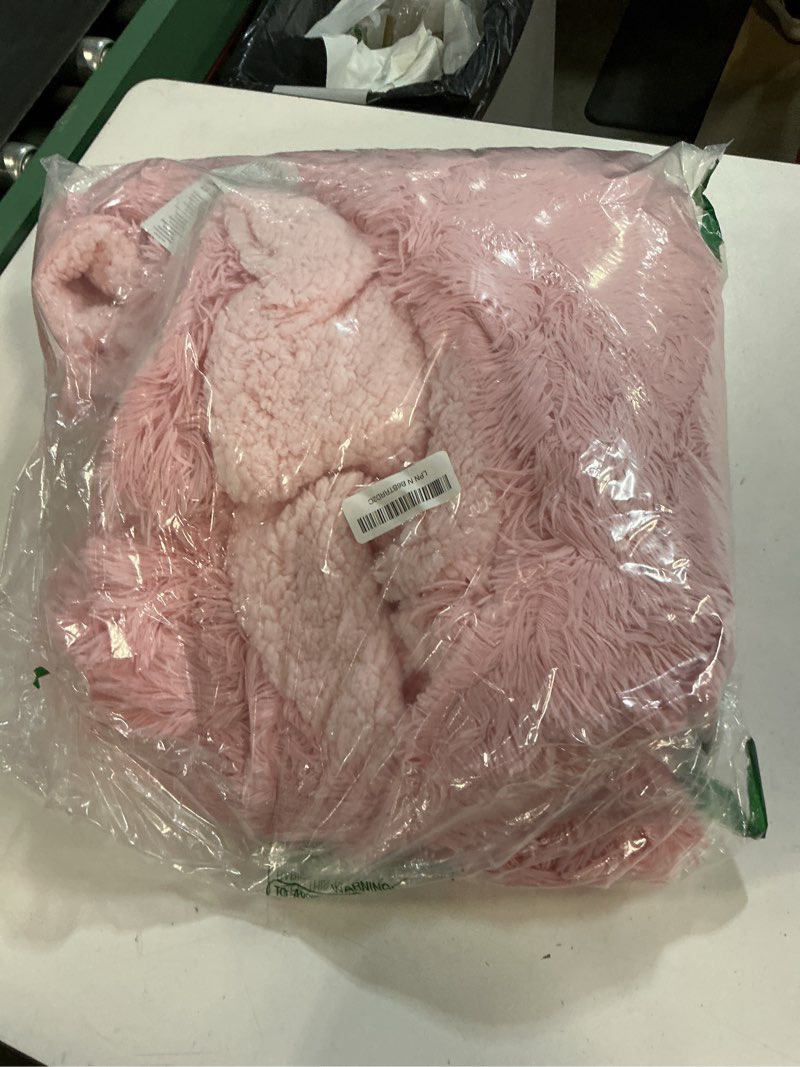Condition photo showing Good Condition for bedsure gentlesoft fluffy pink throw blanket, pink decor cozy gifts for teenage girls, soft fuzzy plush thick warm furry sherpa fleece faux fur throw blanket for couch, cute stuff for women, 50x60 04- pink throw (50" x 60")