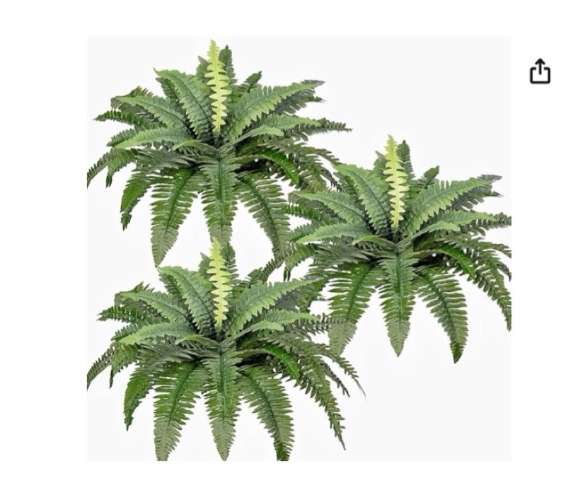 (Incomplete ) Artificial Boston Ferns Bush Plants Large, Set of 3 Large Artificial Ferns for Outdoors, 33\" Faux Ferns for Home Decor Office Living Room Garden Porch