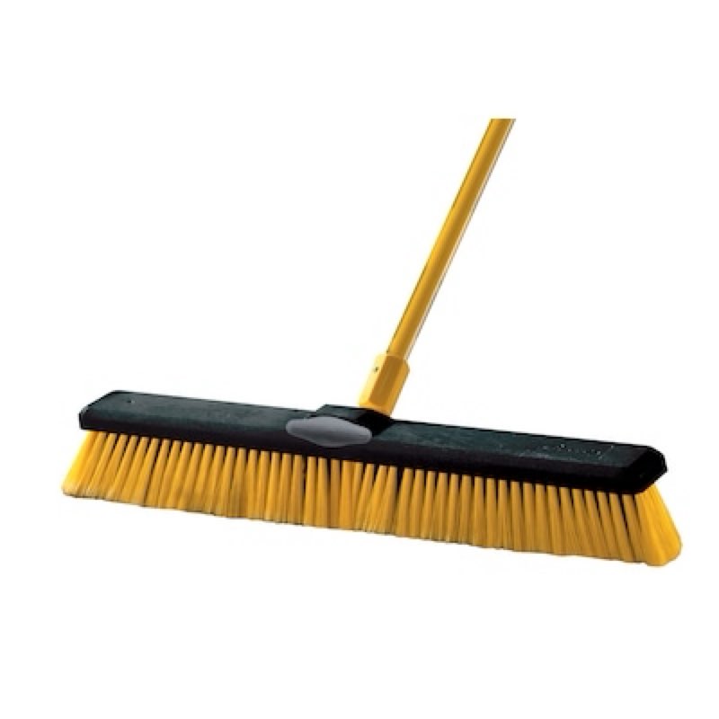 quickie bulldozer 24-in poly fiber multi-surface push to center push broom green in color