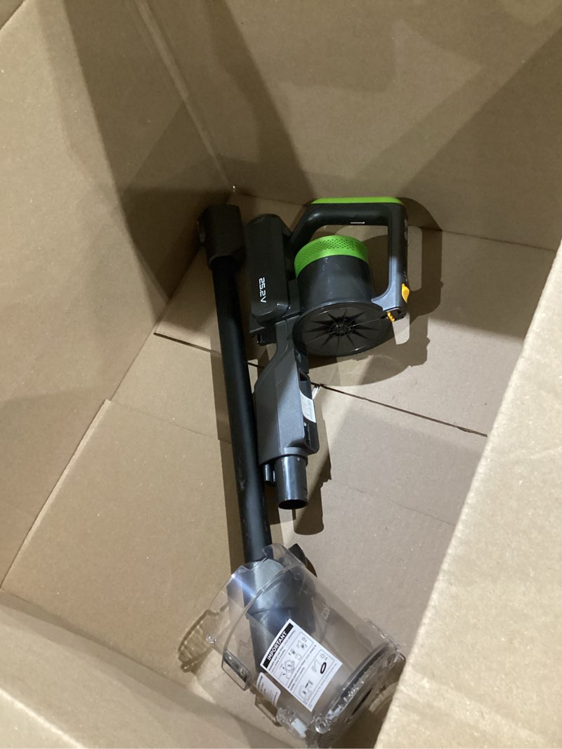 Condition photo showing As Is for eureka rapidclean pro cordless vacuum cleaner for hard floors, lightweight stick vacuum led headlights, convenient stick and handheld vac, green, nec285gr green nec285gr