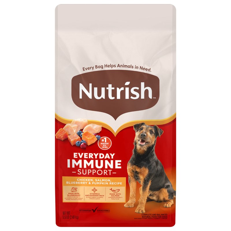 (Best by Jun/13/2026)Nutrish Natural Everyday Immune Support Chicken, Salmon, Blueberry & Pumpkin Recipe Food for Dogs