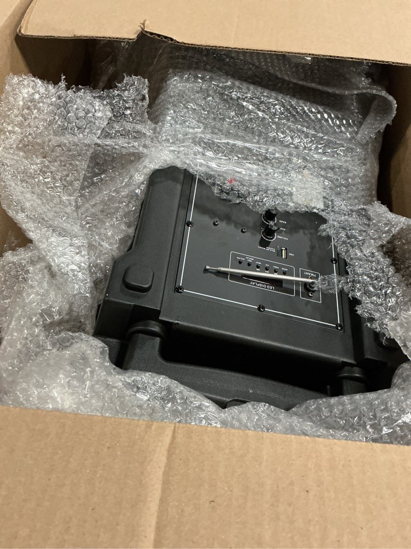 Condition photo showing Good Condition for Pyle Wireless Portable PA Speaker System -1200W High Powered Bluetooth Compatible Indoor&Outdoor DJ Sound Stereo Loudspeaker wITH USB MP3 AUX 3.5mm Input, Flashing Party Light & FM Radio -PPHP1544B 15"