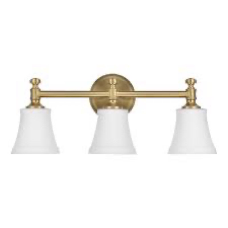 Bathroom Vanity Light Fixtures, Traditional Aged Brass 3 Lights Wall Sconce Lighting with Opal Glass Shade, Porch Wa