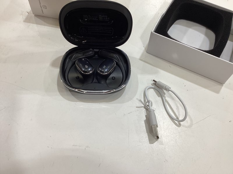 Condition photo showing Good Condition for trausi open ear wireless earbuds bluetooth headphones, 80h playtime stereo ear buds with enc noise cancelling, fast charging, ipx7 waterproof sports earphones with earhook for running/workouts black