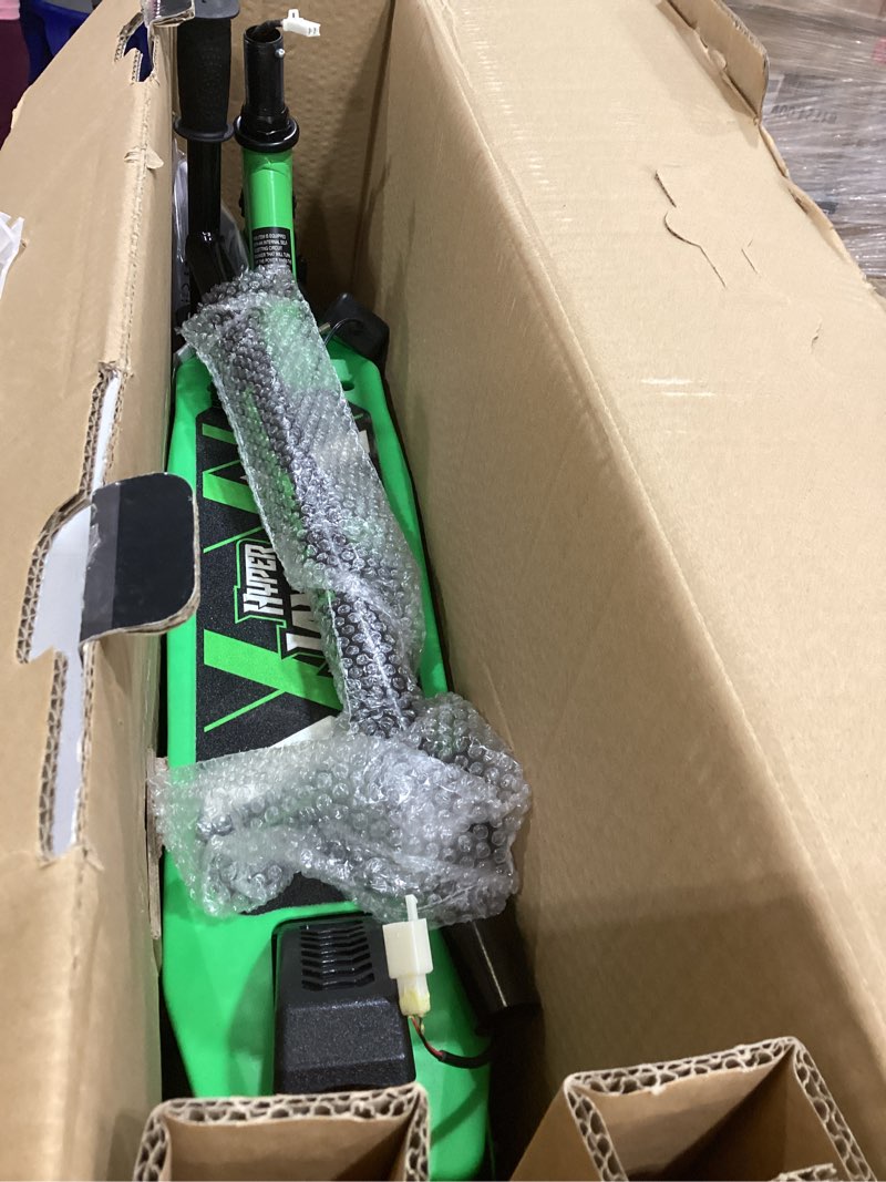 Condition photo showing As Is for hyper jammer kids electric scooter 12 volt battery powered scooter - green