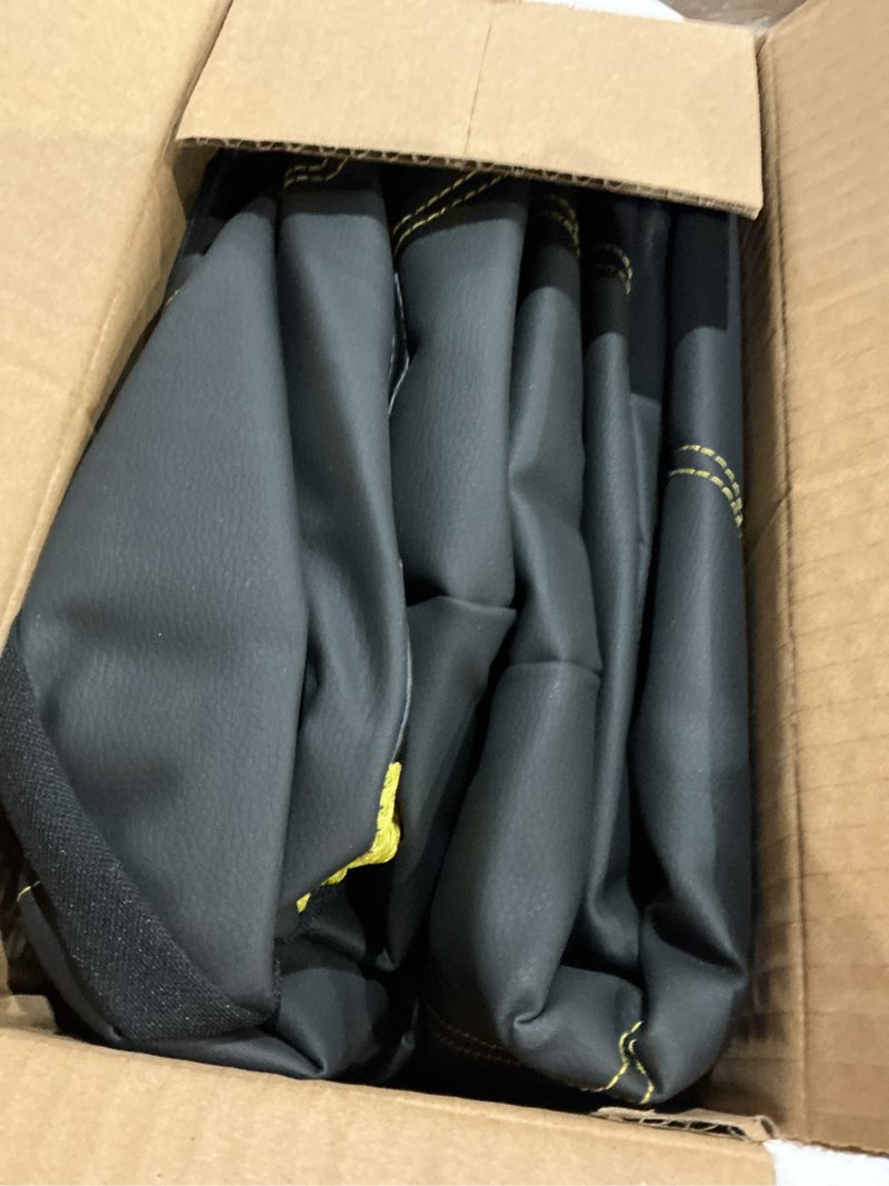 Condition photo showing Good Condition for pic auto leather car seat covers, sports carbon fiber & mesh design, high-back two front set, waterproof automotive seat covers, airbag compatible, universal fit for most cars (black & yellow) yellow two front