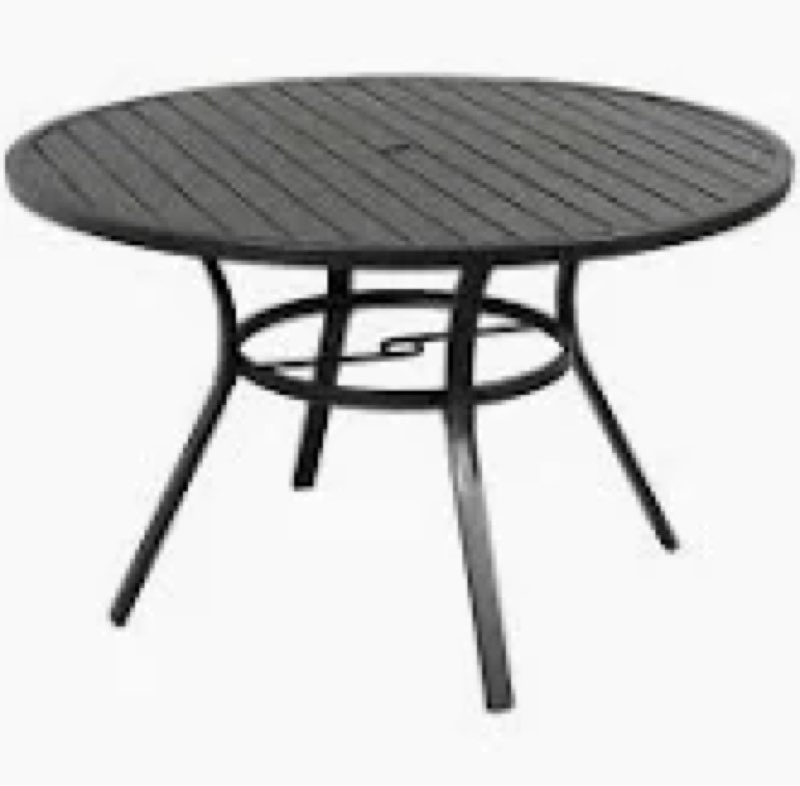 style selections pelham bay round outdoor dining 48-in w x 48-in l with umbrella hole 