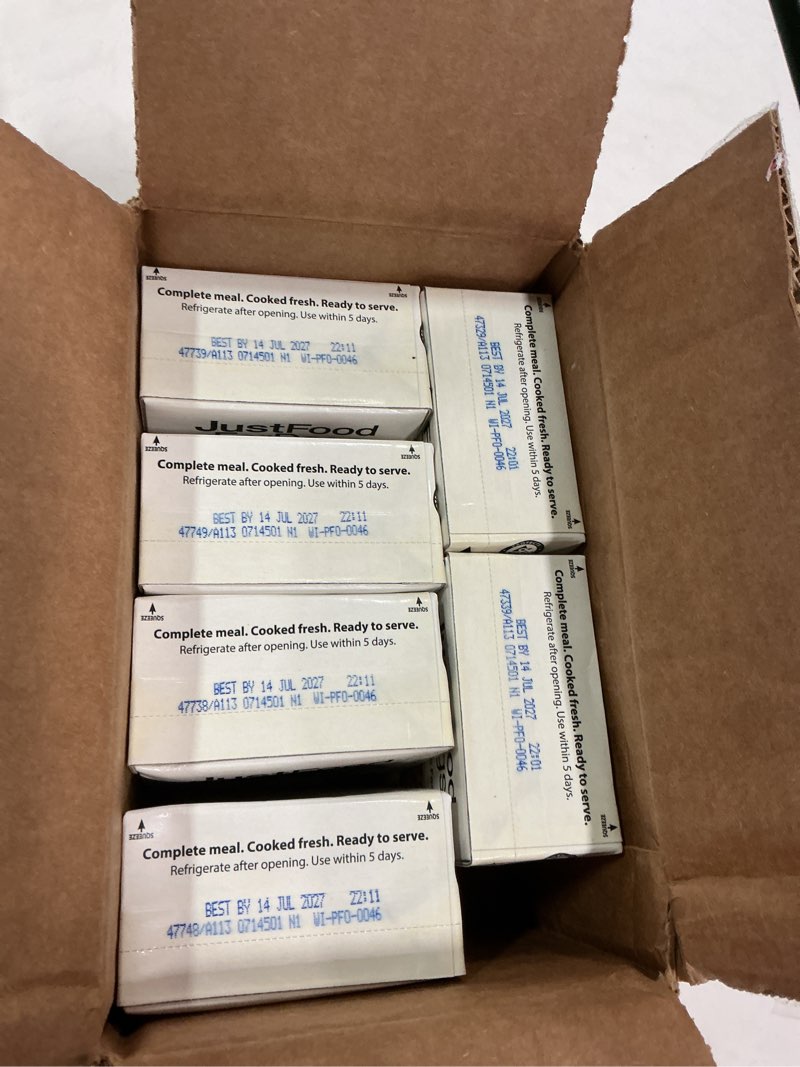 Condition photo showing New/Like New for (Best by 14-jul-2027)JustFoodForDogs Pantry Fresh Wet Dog Food, Complete Meal or Topper, Chicken & White Rice Human Grade Recipe - 12.5 oz (Pack of 6) Chicken & White Rice 12.5 Ounce (Pack of 6)