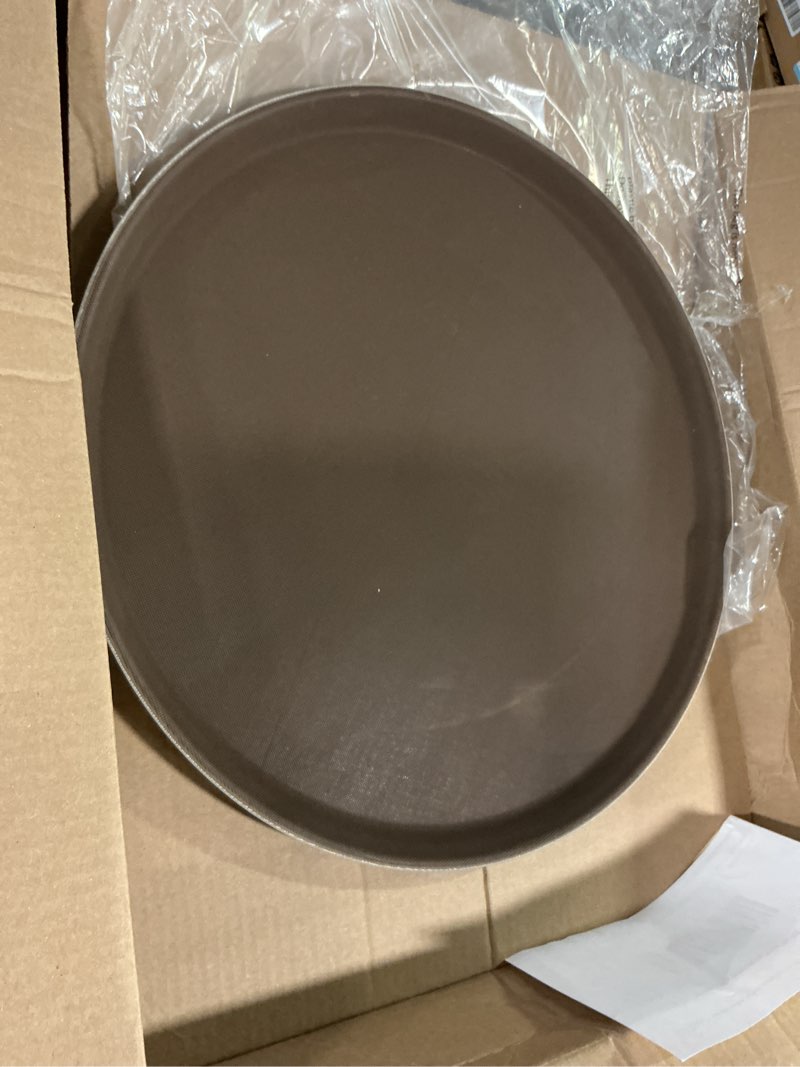 Condition photo showing Good Condition for New Star Foodservice 24944 Restaurant Grade Non-Slip Tray, Plastic, Rubber Lined, Round (11-Inch, Brown)