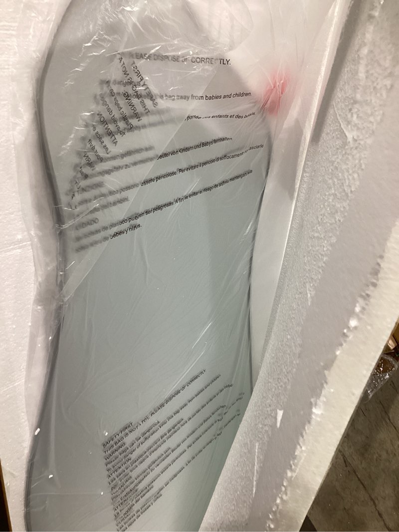 Condition photo showing Good Condition for irregular wall mirror, 60"x24" large asymmetrical tempered glass mirror, modern silver organic frameless mirrors for living room bedroom hallway entryway, horizontal or vertical hanging silver 60"l x 24"w