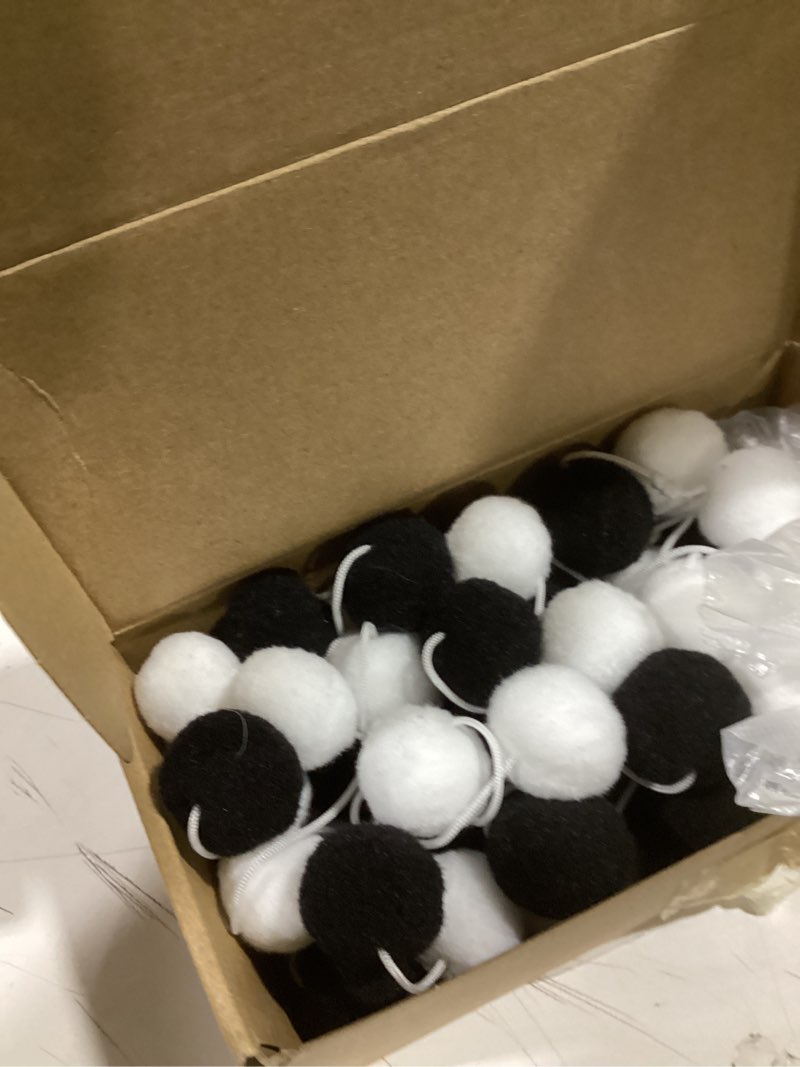 Condition photo showing Good Condition for uxcell 2pcs Pom Pom Garland 6.6 Ft 30 Balls Colorful Felt Ball Garland for Wall Christmas Tree Decor Birthday Banner Easter Party Decorations, Black, White Black/White
