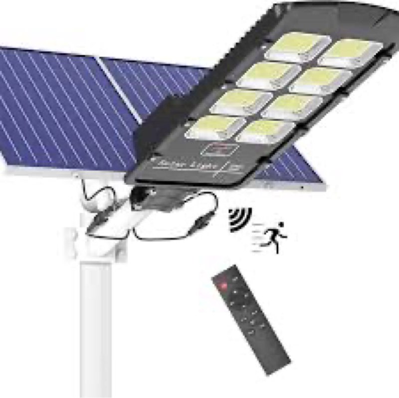DENGMALL 8000W LED Solar Street Lights Outdoor, Dusk to Dawn Security Flood Light with Remote Contro