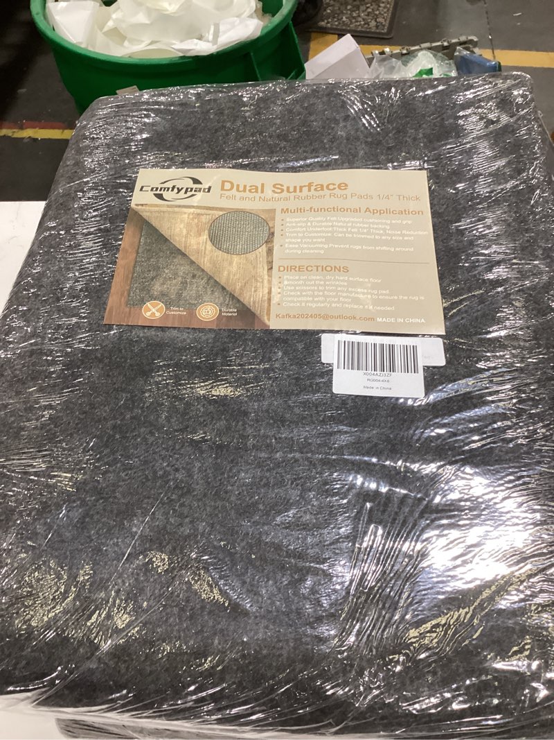 Condition photo showing New/Like New for felt rug pad, 4 x 6 ft rubber non-slip rug pad gripper, keep rugs secure and in place, extra strong under carpet mat cushion - for all floors 6' x 4' (rectangular)