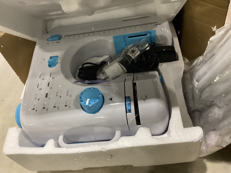 Condition photo showing As Is for sewing machine for beginners with extension table mini sewing machines kit supplies 12 built-in stitches with needles assorted thread kit starter kit easiest for adult and kids ages 8-12 easy sewing