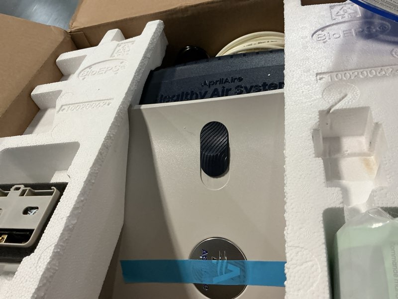 Condition photo showing As Is for AprilAire 720MKZ Whole-House Fan-Powered Evaporative Humidifier – 21 GPD, Water Saving, Manual Control, Installation Kit, for up to 6,250 Sq. Ft., Part of the AprilAire Healthy Air System