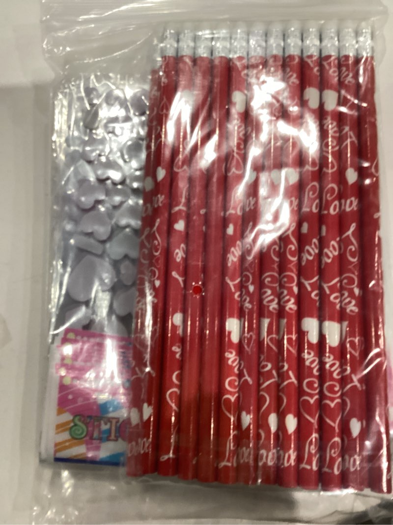 Condition photo showing New/Like New for ohome valentines day gifts for kids - 44 pcs stationery set for school classroom exchange - valentines day party favors for toddler | valentines crafts treats games,includes pencils,heart stickers