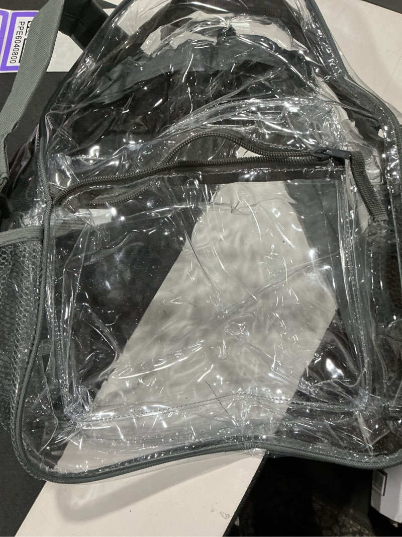 Condition photo showing Good Condition for (similar) packism clear backpack for school - 17\" heavy duty pvc transparent backpacks with multi-pockets for college workplace security, grey(for age 12 above)