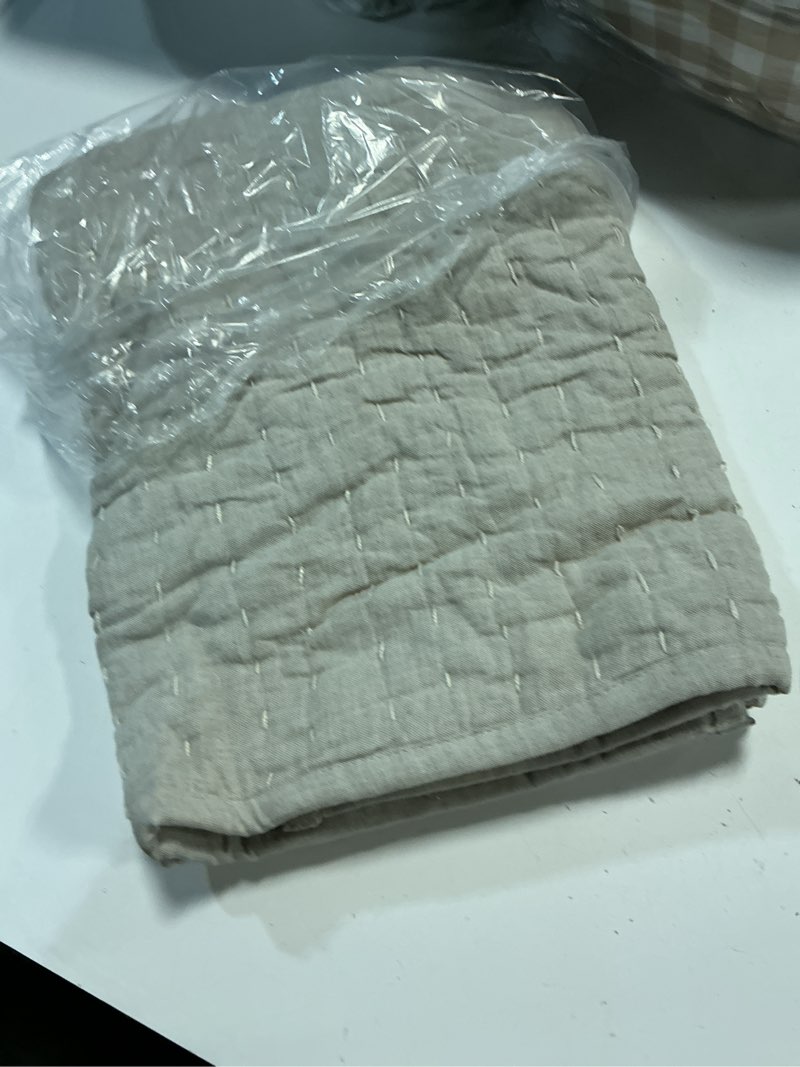 Condition photo showing Good Condition for european linen cotton stitch quilted euro sham, euro, natural