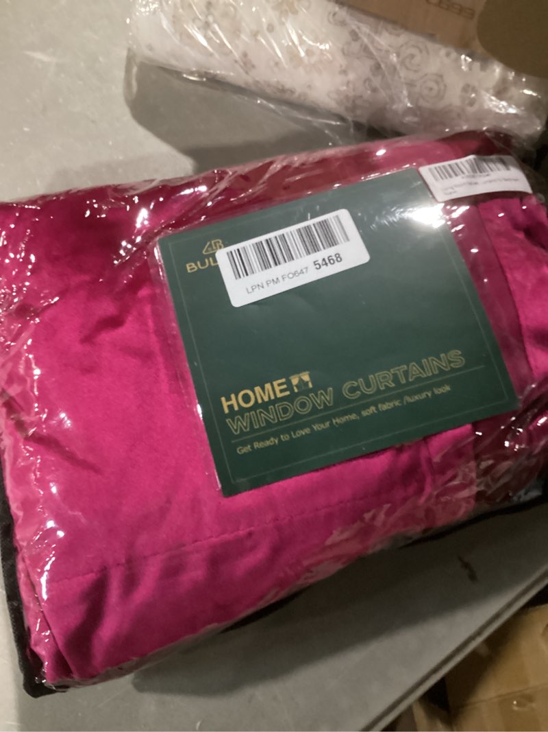 Condition photo showing Good Condition for BULBUL Living Room Velvet Window Curtains 84 inch Length- 2 Panels Hot Pink Blackout Window Drapes Curtain Thermal Insulated Room Darkening Decor Grommet Curtains for Bedroom Hot Pink 52"W x 84"L (Pack of 2)