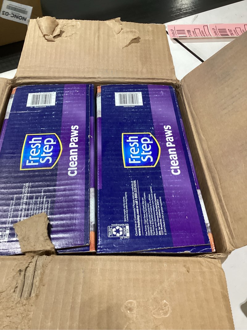 Condition photo showing New/Like New for Fresh Step Clean Paws Advanced Multi Cat Clumping Litter with Febreze Freshness, 18.5 lb Each, Pack of 2 (Package May Vary) Scented Litter with the Power of Febreze™