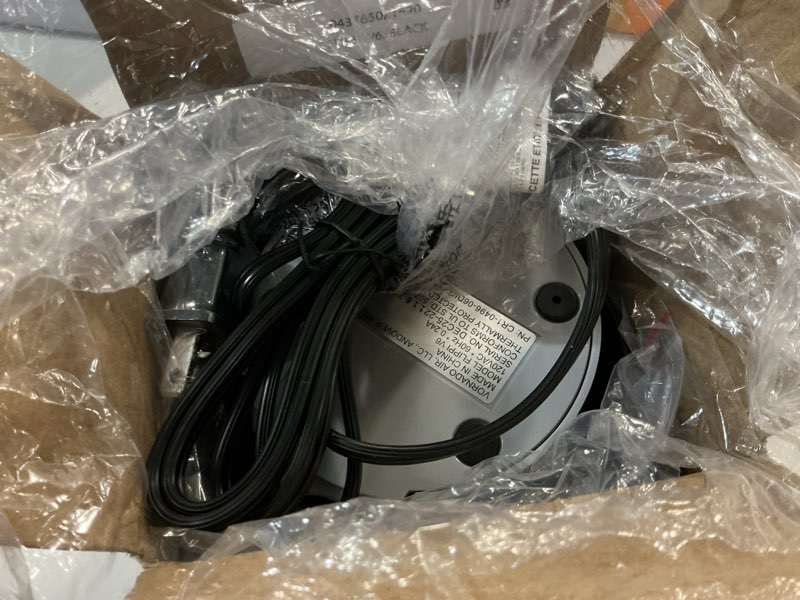 Condition photo showing As Is for vornado flippi v6 compact air circulator fan, adjustable head, 2 speeds, black