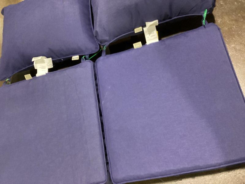 Condition photo showing Good Condition for allen + roth with stainmaster stainmaster 25-in x 25-in 2-piece navy madera linen deep seat patio chair cushion
