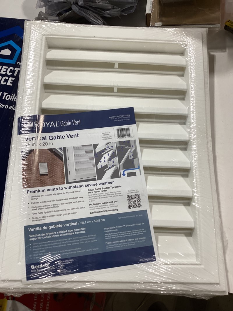 Condition photo showing New/Like New for royal 20-in x 15-in white square pvc gable louver vent