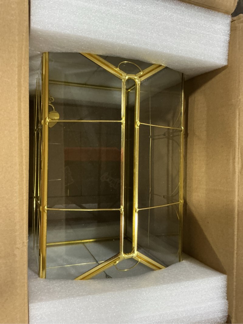 Condition photo showing Good Condition for glass wedding card box with slot, 10.2'' large clear card box gold brass gift card storage box with lock perfect for wedding receptions, baby shower, birthday party, bridal shower a-gold card box 10.2''