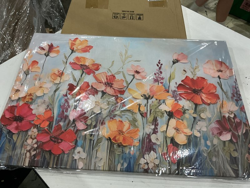 Condition photo showing Good Condition for wildflower wall art red poppy flower pictures for bathroom nature botanical canvas prints colorful floral poster modern abstract flowers painting artwork living room bedroom home decorations 12x16" 16"l x 12"w flowers