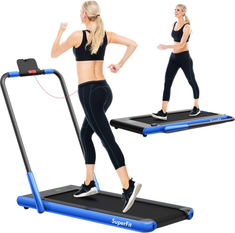 costway superfit treadmill folding 2-in-1 no armrests 2.25 hp app connect speaker led display and remote control 76841235 new
