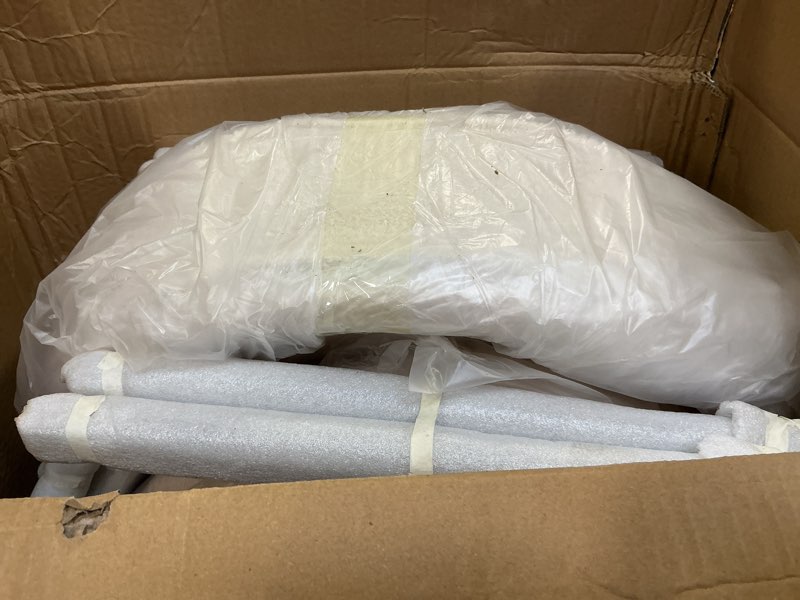 Condition photo showing New/Like New for Dining Chairs Set of 2, Boucle Upholstered Modern Mid Century Round Kitchen Chairs with Curved Backrest & Metal Legs for Vanity, Living Room (White-1)