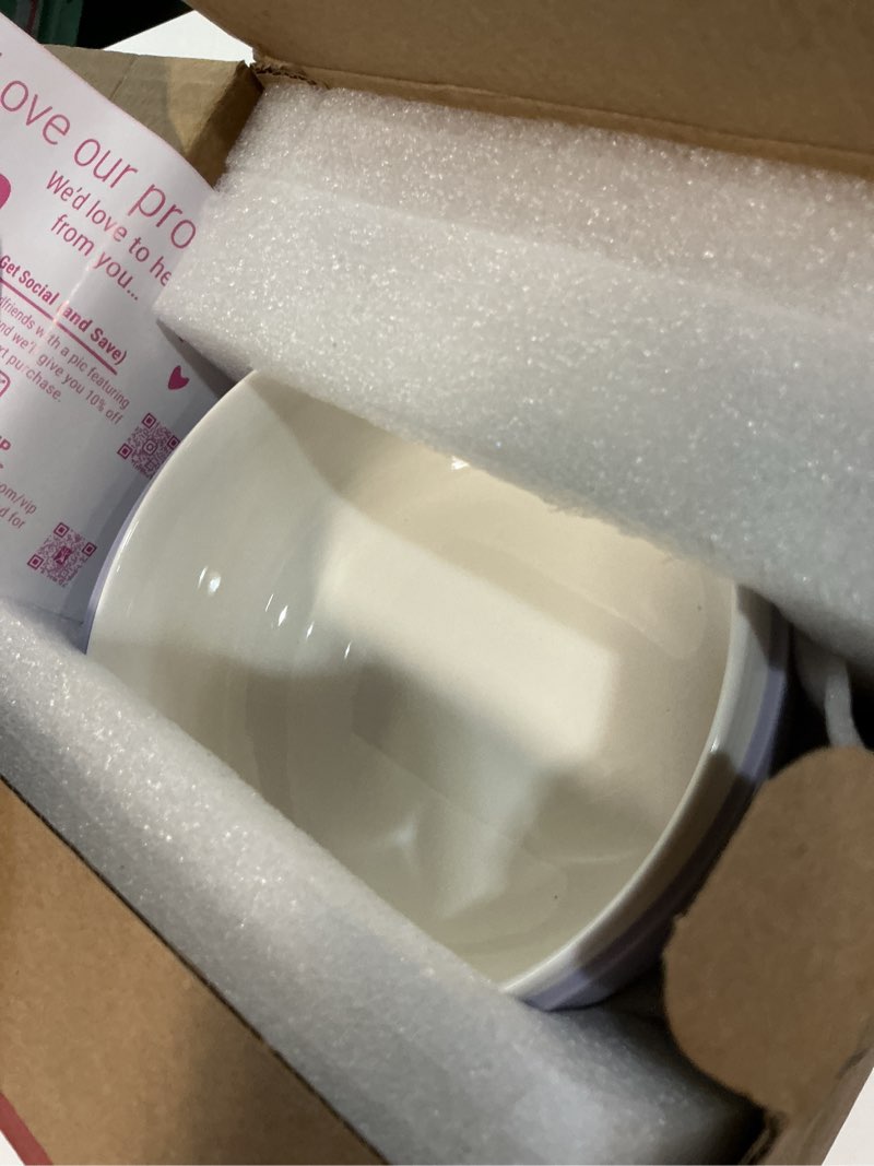 Condition photo showing Good Condition for elk and friends kids porcelain bowls with silicone sleeves | suitable for babies/toddlers | microwave & dishwasher safe | non slip dinnerware | snack dishes | 2 pack blush/lilac non-suction sleeve