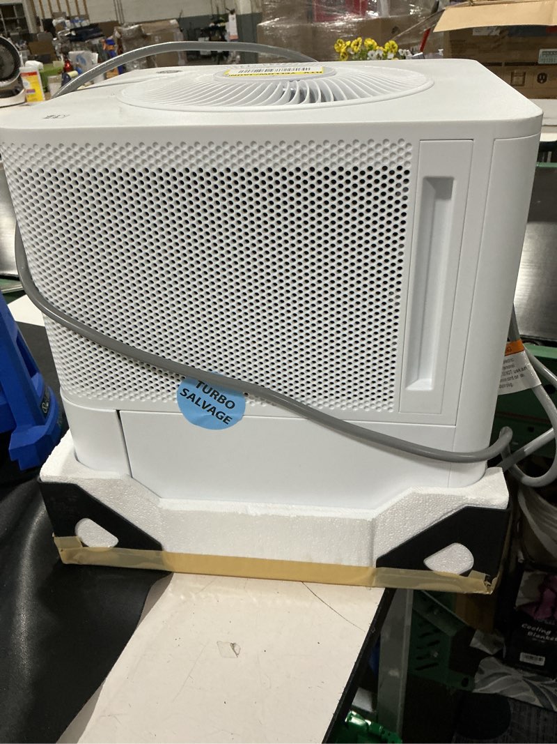 Condition photo showing Good Condition for ge 50 pt. for wet rooms up to 5000 sq. ft. residential dehumidifier with built-in. pump in white, wi-fi, energy star