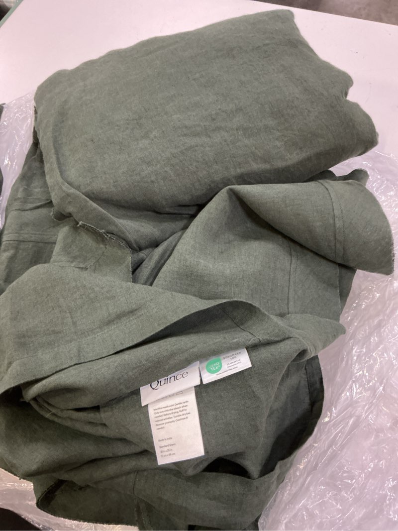 Condition photo showing Good Condition for quince european linen double flange duvet cover set full/queen pine 