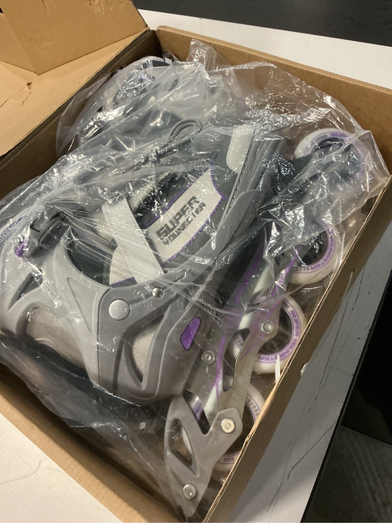 Condition photo showing Good Condition for women's adjustable inline skate, roller skates blades for female adults purple xlarge-women 9-12