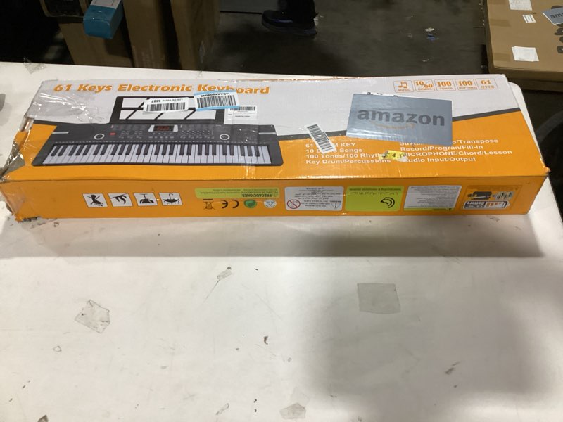 Condition photo showing Good Condition for 61 keys keyboard piano, Electronic Digital Piano with Built-In Speaker Microphone, Sheet Stand and P