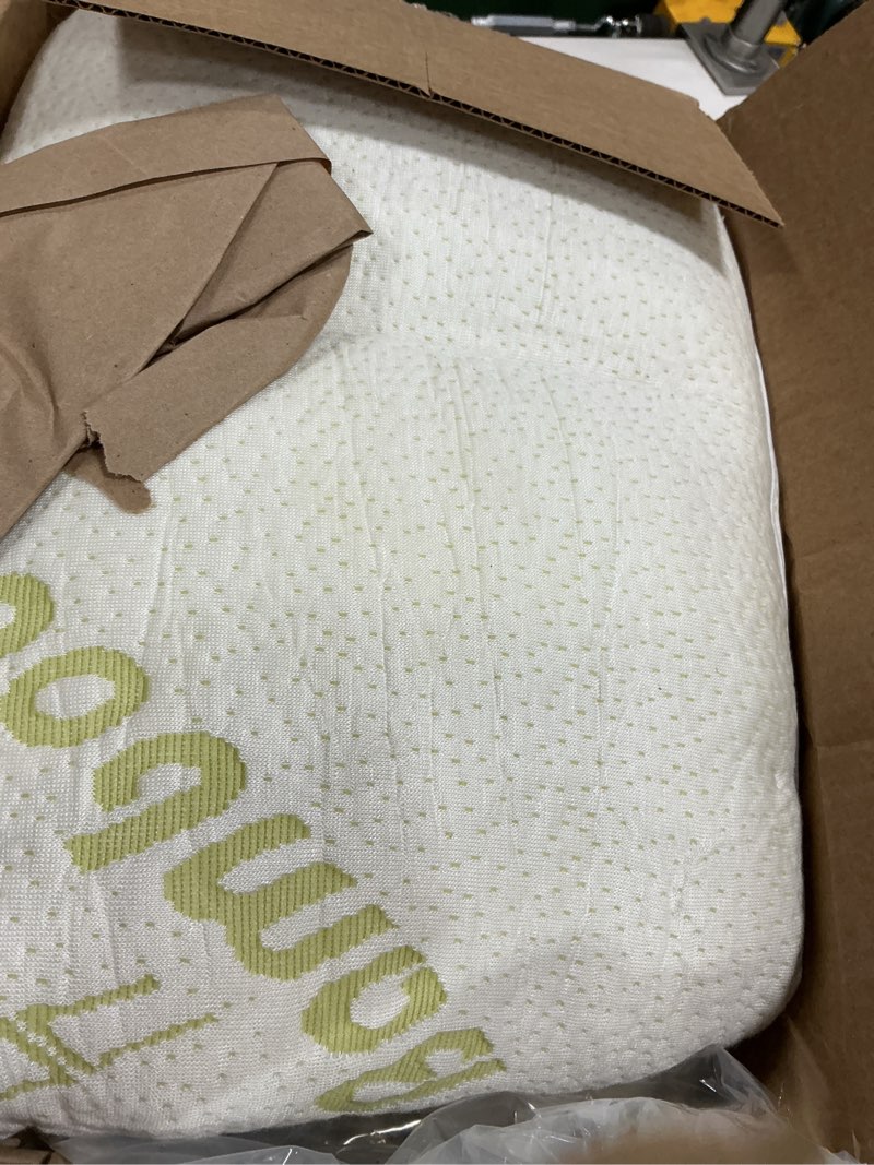 Condition photo showing As Is for minupwell knee pillow for side sleepers - 3" height between leg & under knee pillow for back sleepers - with 850g 7d fiber for relieving leg, back, and knee pain - rayon derived from bamboo green-cooling 3 in