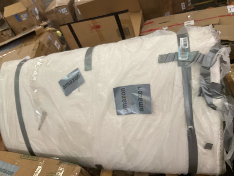 Condition photo showing As Is for FDW | 8" Queen Mattress + 2" Cooling Mattress Topper | Gel Memory Foam | Medium Firm Feel | White | with Washable Cover for Cool Sleep and Pressure Relief | Bed in a Box, CertiPUR-US Certified White Queen 8" mattress+2" topper