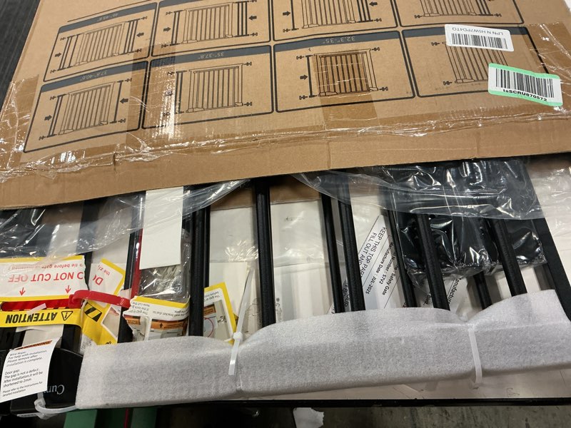 Condition photo showing Good Condition for Cumbor 29.7-48" Baby Gate for Stairs, Mom's Choice Awards Winner-Dog Gate for Doorways, Auto Close Safety Pet Gate for Dogs Indoor, Easy Install Pressure Mounted Child Gate with Walk Thru Door, Black Black 29.7-48"W x 30.5"H