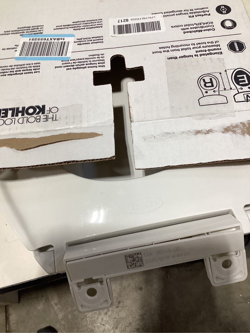 Condition photo showing Good Condition for kohler k-20110-0 brevia elongated toilet seat with grip-tight bumpers, quiet-close seat, quick-attach hardware, white