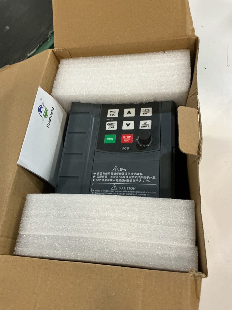 Condition photo showing Good Condition for huanyang vfd variable frequency drive,1 or 3 phase input, 3 phase 0-400hz output, 2.2kw 3hp 220v 10a for motor speed control,fc series 220v-1 or 3 phase ac input for 0.1-3hp motor
