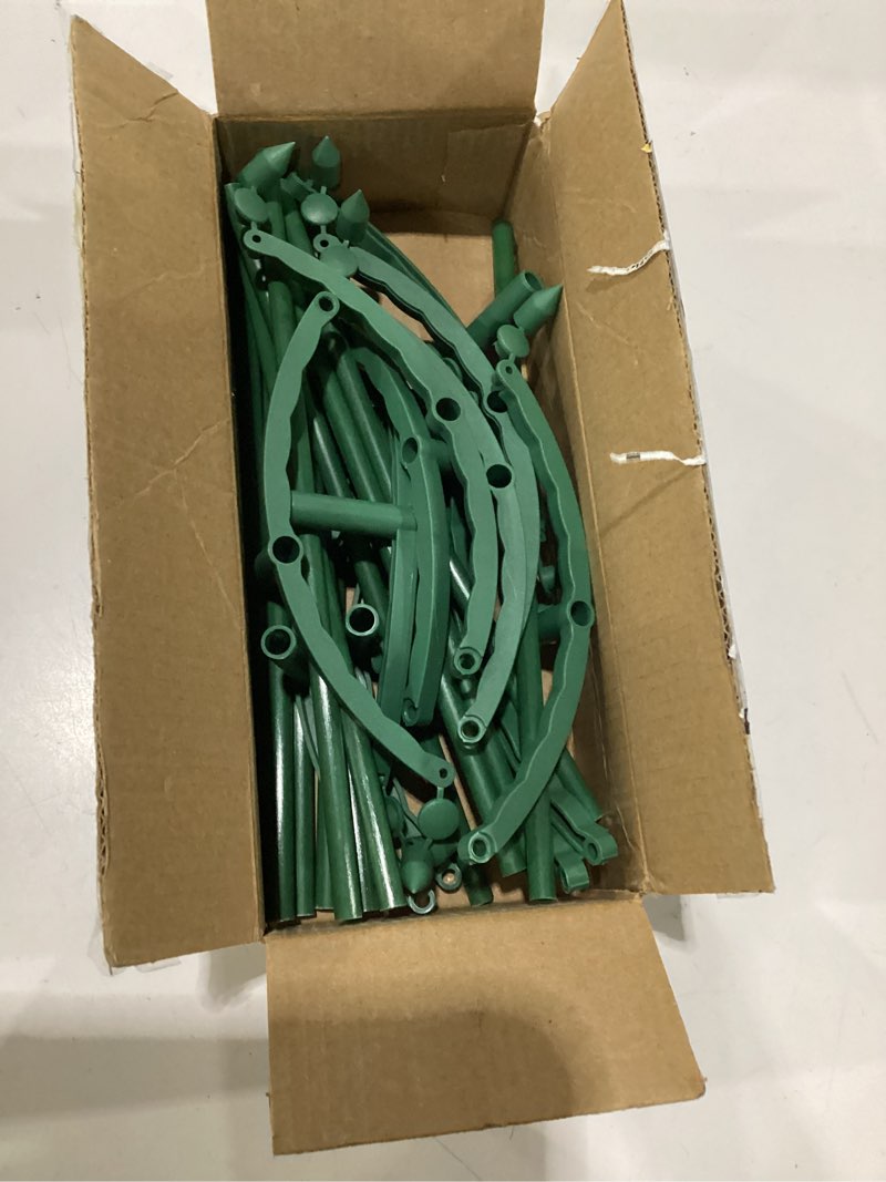 Condition photo showing As Is for 12packs plant support stakes half round plant stakes for indoor plants, stackable 3 tier garden flower support, plant cages for tomato,monstera, peony, hydrangea, climbing plants 12pcs plantsupport