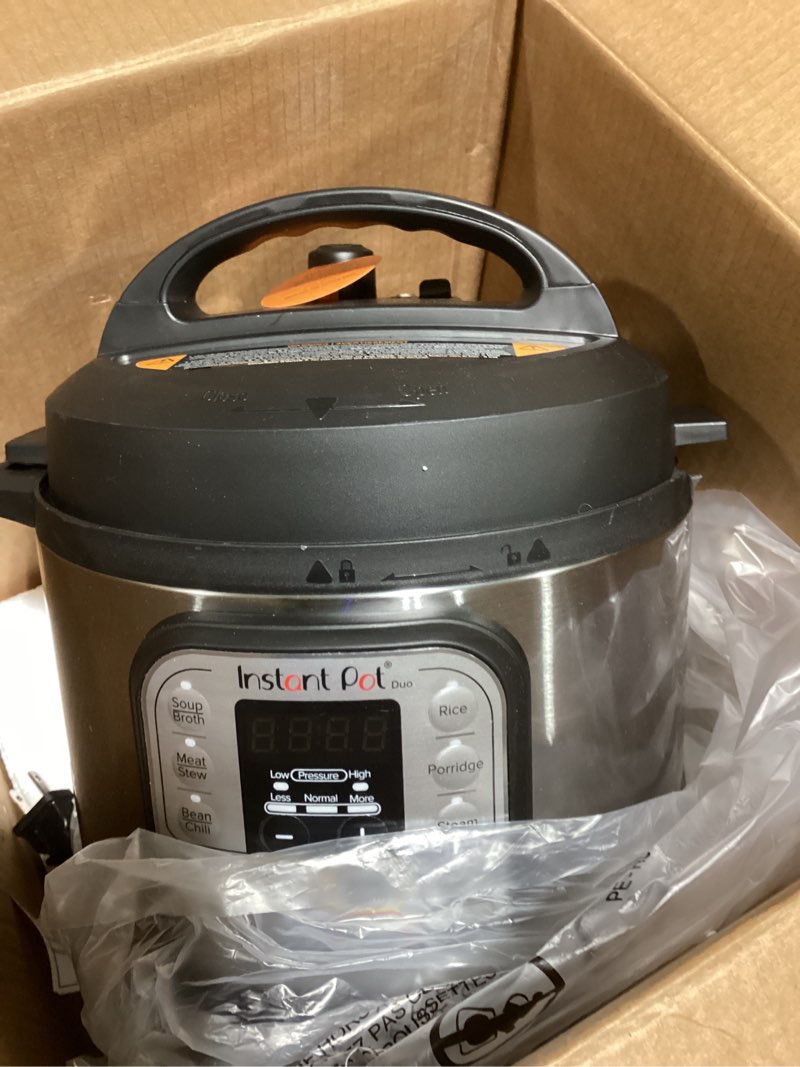 Condition photo showing Good Condition for Instant Pot Duo 7-in-1 Mini Electric Pressure Cooker, Slow Rice Cooker, Steamer, Sauté, Yogurt Maker, Warmer & Sterilizer, Includes Free App with over 1900 Recipes, Stainless Steel, 3 Quart
