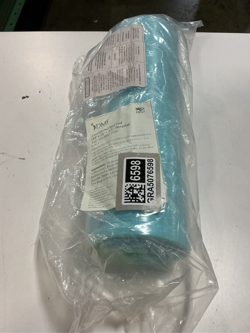 Condition photo showing New/Like New for dmi 2-inch foam mattress topper, egg crate foam pad for support, air circulation, pressure relief & weight distribution, twin size 33 x 72, blue