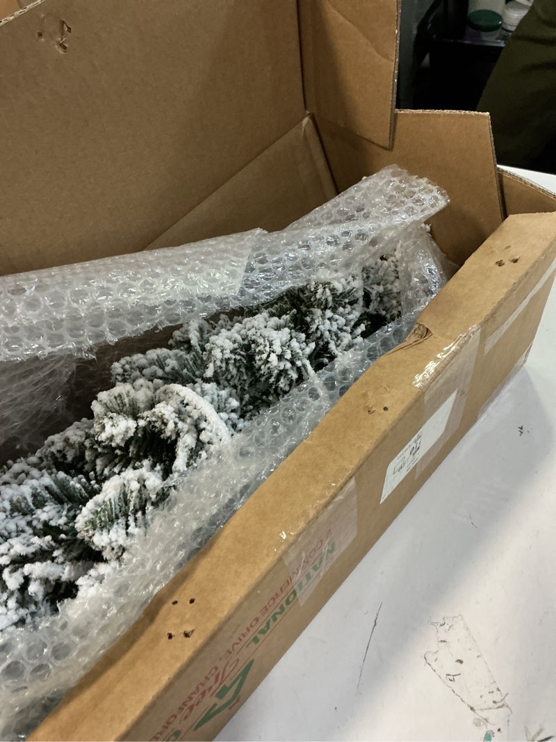 Condition photo showing Good Condition for National Tree Company Pre-Lit Artificial Christmas Tree, Snowy Downswept, Green, White Lights, Includes Stand, 2 Feet 2ft Tree