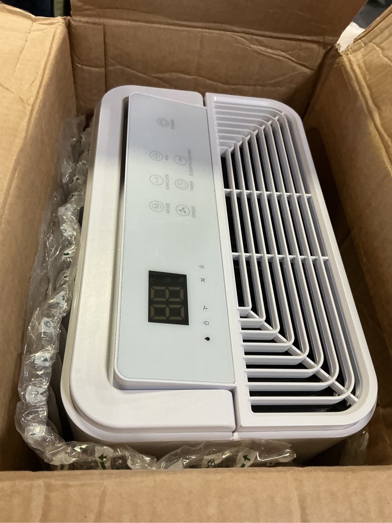 Condition photo showing As Is for 80pints dehumidifier with drain hose, 5,500 sq.ft dehumidifier for basement, 5l/1.32 gallon tank, energy star cert. 42db, humidity display ring, humidity remover for home, bedroom & bathroom white 80 pints