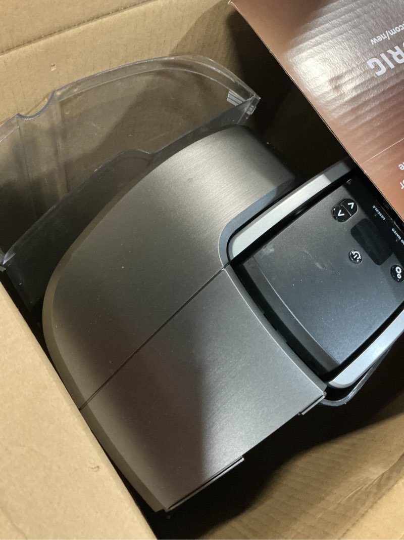 Condition photo showing As Is for keurig k-elite single serve k-cup pod coffee maker, with strength and temperature control, iced coffee capability, 8 to 12oz brew size, programmable, brushed slate