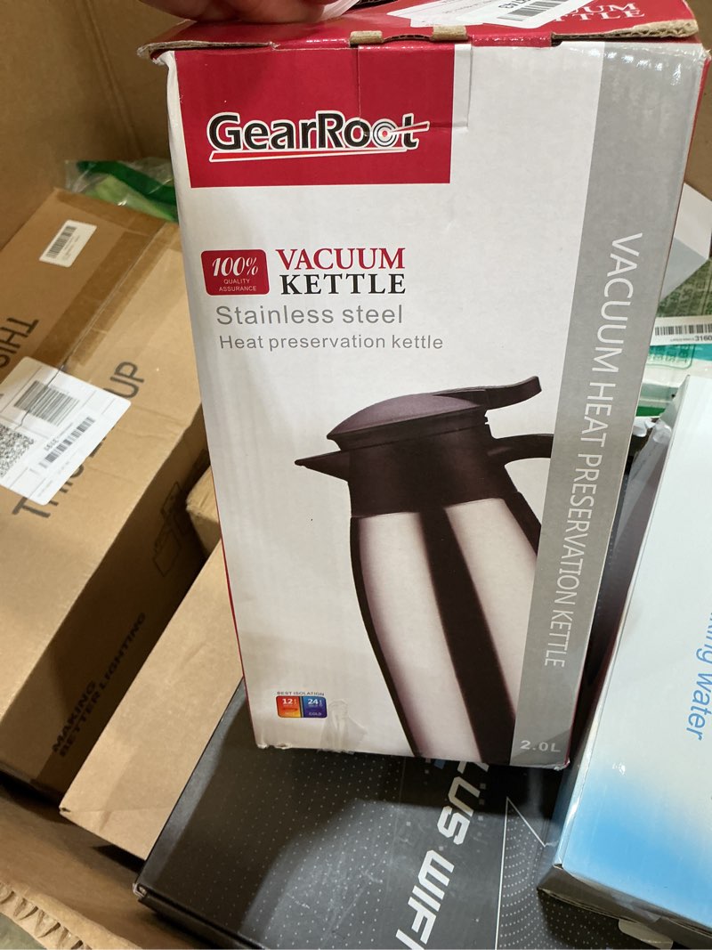 Condition photo showing New/Like New for 68oz coffee carafe airpot insulated coffee urn stainless steel vacuum thermal pot flask for coffee, hot water, tea, hot beverage - keep 12 hours hot, 24 hours cold silver