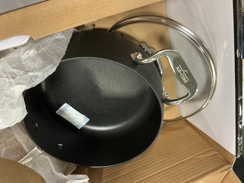 Condition photo showing Good Condition for All-Clad HA1 Hard Anodized Nonstick Sauce Pan 3.5 Quart Induction Oven Safe 350F Pots and Pans, Cookware Black